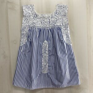 rare MDS stripes x MI GOLONDRINA blue navy striped embroidered floral tunic XS